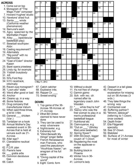 Free Online Crossword Puzzles